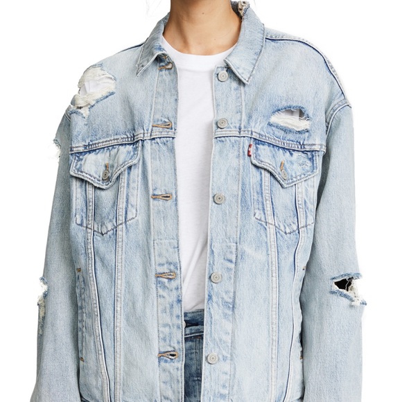 Levi’s Distressed Denim Oversized Jacket | Large - Picture 6 of 16